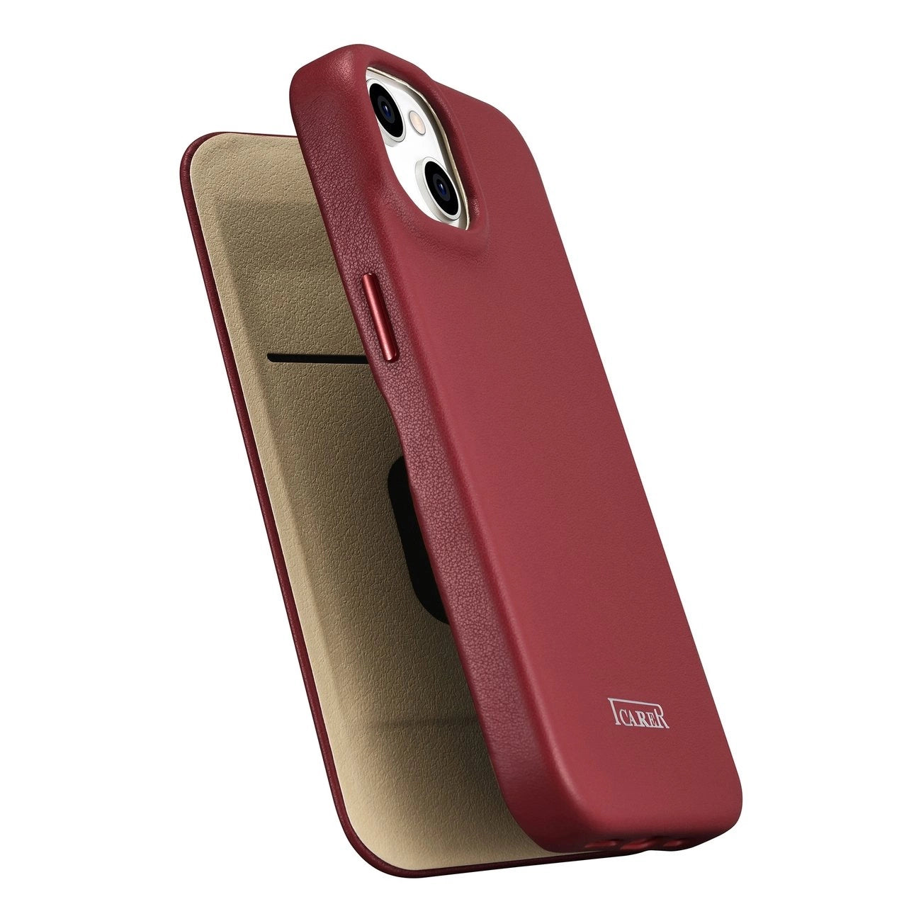 iCarer CE Premium Leather Folio Case iPhone 14 Plus Magnetic Flip Leather Folio Case MagSafe Red (WMI14220715-RD)_9