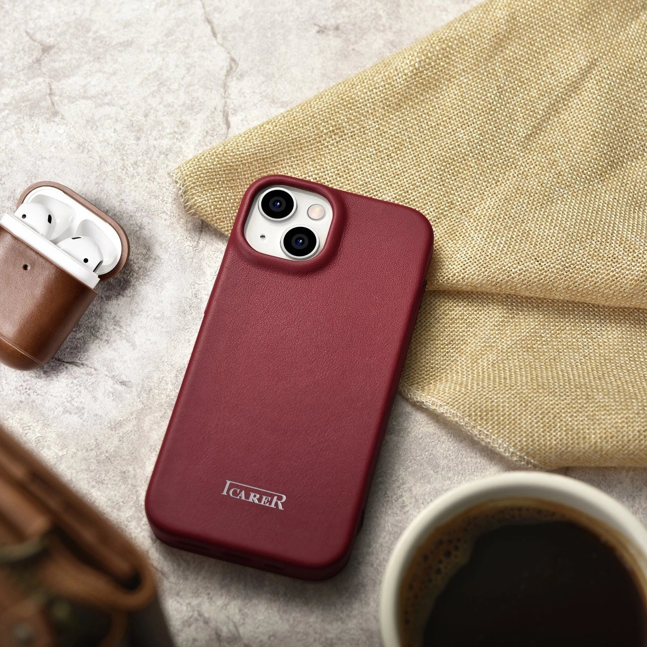iCarer CE Premium Leather Folio Case iPhone 14 Plus Magnetic Flip Leather Folio Case MagSafe Red (WMI14220715-RD)_23