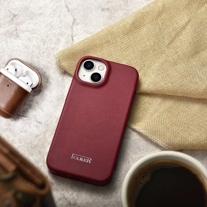 iCarer CE Premium Leather Folio Case iPhone 14 Plus Magnetic Flip Leather Folio Case MagSafe Red (WMI14220715-RD)_23