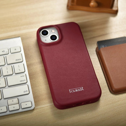 iCarer CE Premium Leather Folio Case iPhone 14 Plus Magnetic Flip Leather Folio Case MagSafe Red (WMI14220715-RD)_24