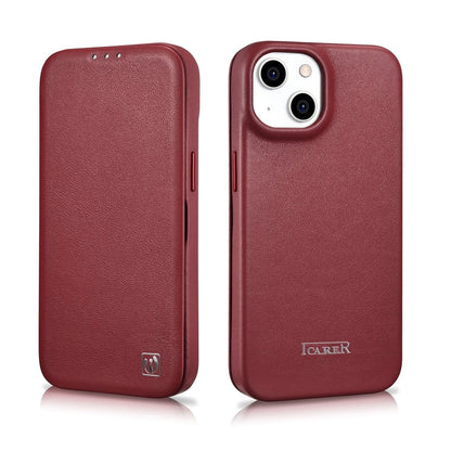 iCarer CE Premium Leather Folio Case iPhone 14 Plus Magnetic Flip Leather Folio Case MagSafe Red (WMI14220715-RD)_27