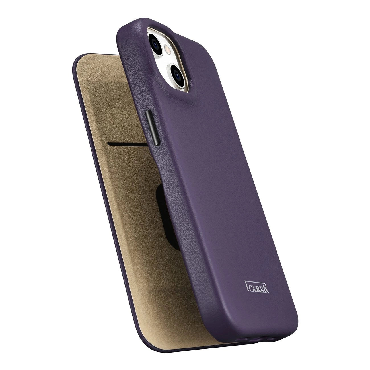 iCarer CE Premium Leather Folio Case iPhone 14 Plus Magnetic Flip Leather Folio Case MagSafe Dark Purple (WMI14220715-DP)_9