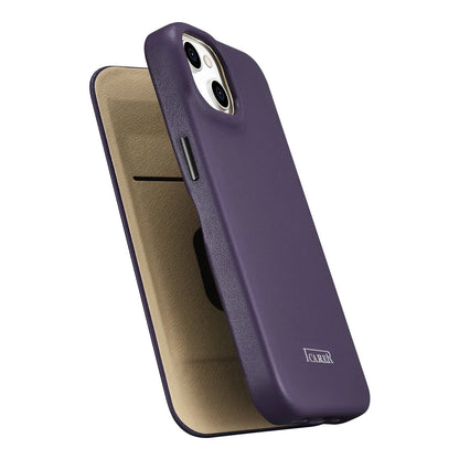 iCarer CE Premium Leather Folio Case iPhone 14 Plus Magnetic Flip Leather Folio Case MagSafe Dark Purple (WMI14220715-DP)_9