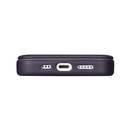 iCarer CE Premium Leather Folio Case iPhone 14 Plus Magnetic Flip Leather Folio Case MagSafe Dark Purple (WMI14220715-DP)_10
