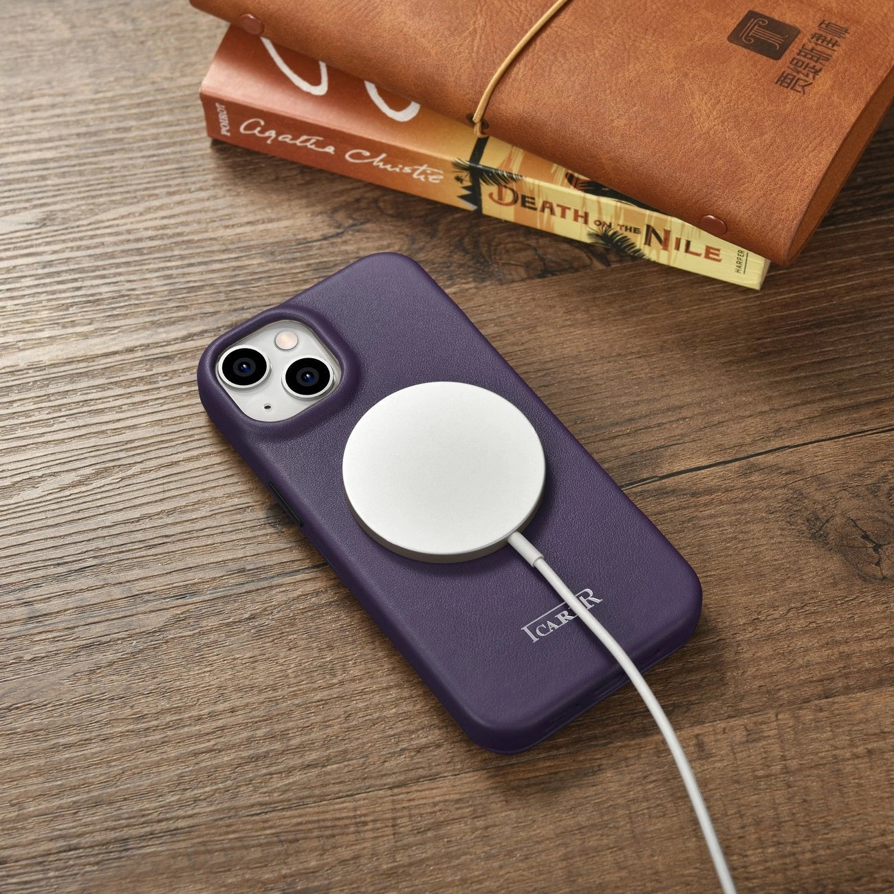 iCarer CE Premium Leather Folio Case iPhone 14 Plus Magnetic Flip Leather Folio Case MagSafe Dark Purple (WMI14220715-DP)_21