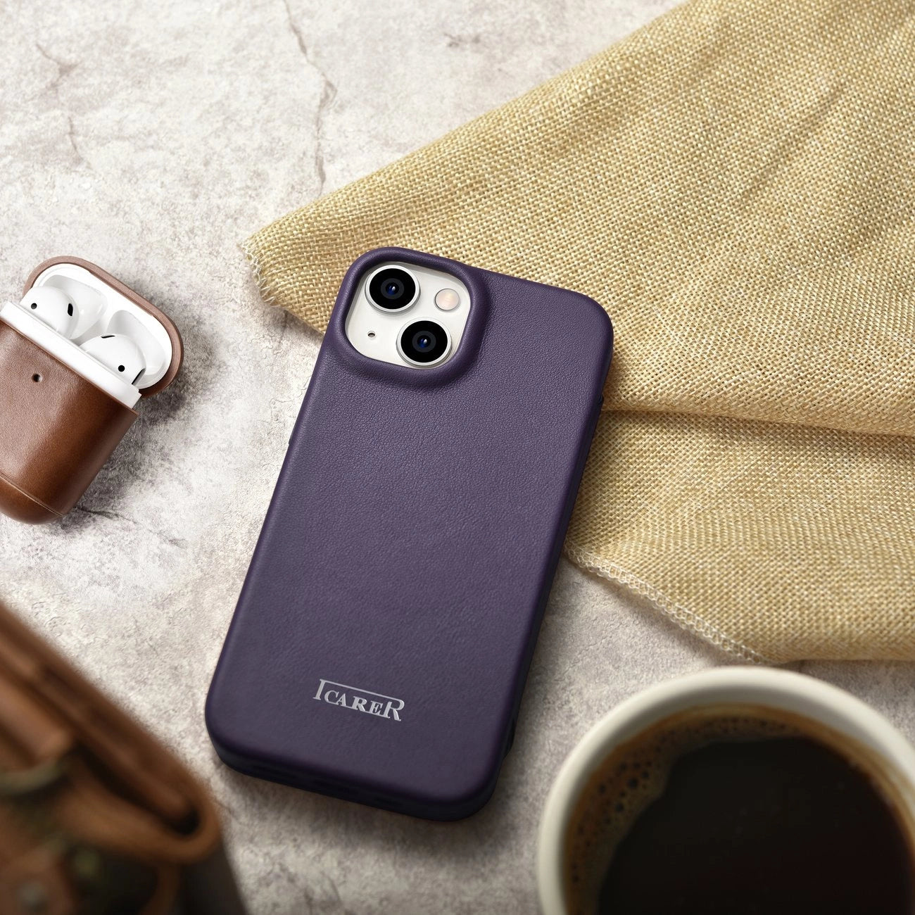 iCarer CE Premium Leather Folio Case iPhone 14 Plus Magnetic Flip Leather Folio Case MagSafe Dark Purple (WMI14220715-DP)_23