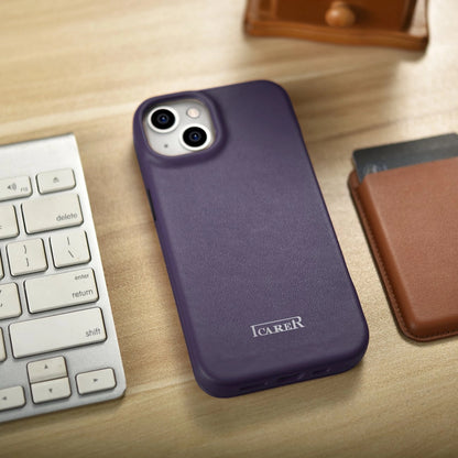 iCarer CE Premium Leather Folio Case iPhone 14 Plus Magnetic Flip Leather Folio Case MagSafe Dark Purple (WMI14220715-DP)_24