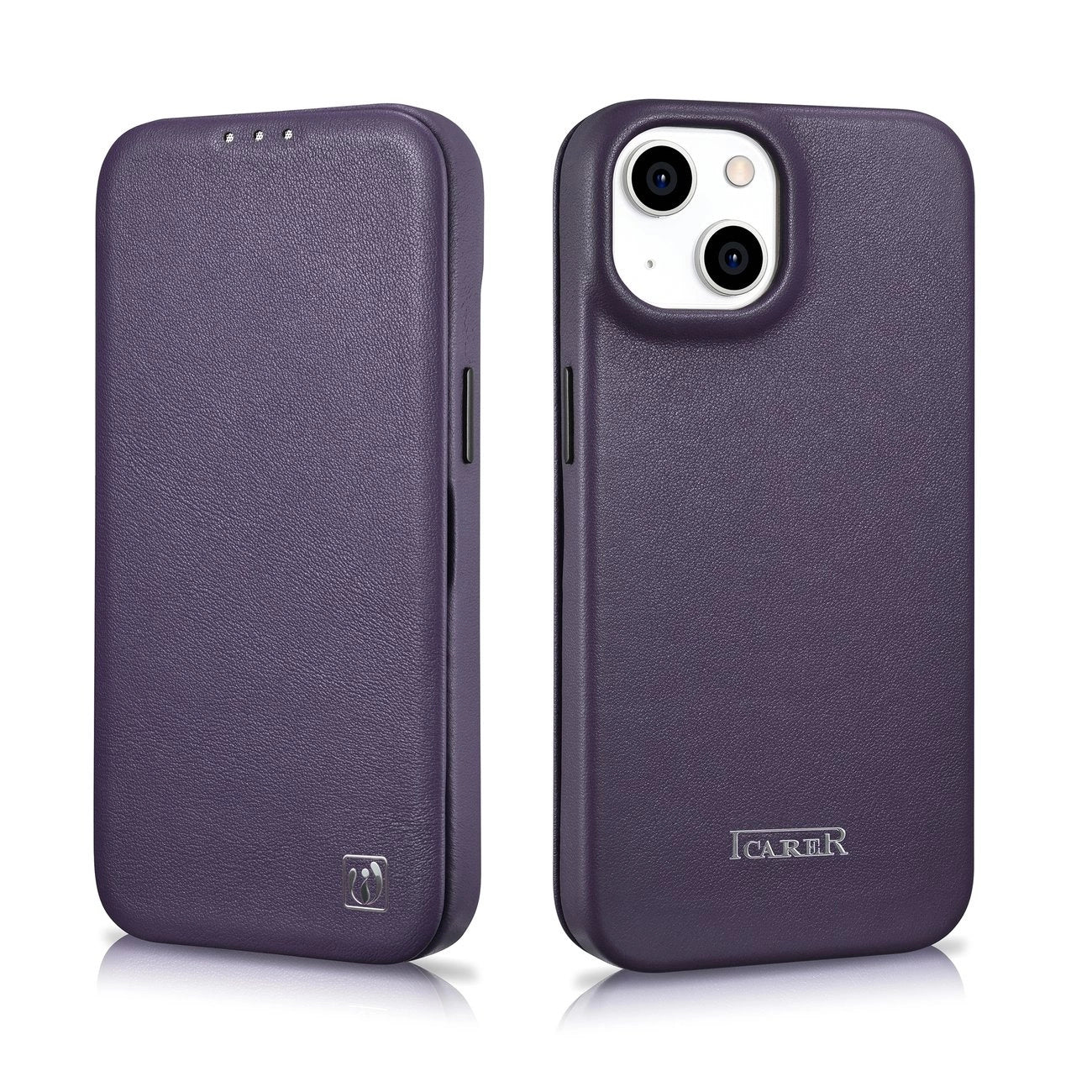 iCarer CE Premium Leather Folio Case iPhone 14 Plus Magnetic Flip Leather Folio Case MagSafe Dark Purple (WMI14220715-DP)_27