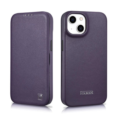 iCarer CE Premium Leather Folio Case iPhone 14 Plus Magnetic Flip Leather Folio Case MagSafe Dark Purple (WMI14220715-DP)_27