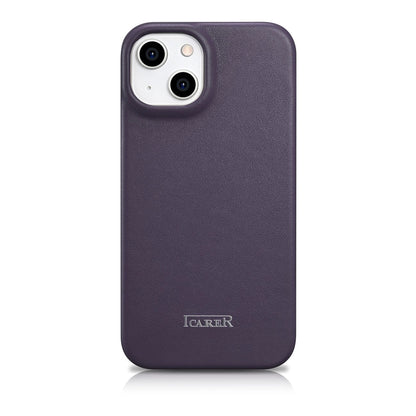 iCarer CE Premium Leather Folio Case iPhone 14 Plus Magnetic Flip Leather Folio Case MagSafe Dark Purple (WMI14220715-DP)_2