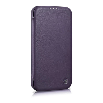 iCarer CE Premium Leather Folio Case iPhone 14 Plus Magnetic Flip Leather Folio Case MagSafe Dark Purple (WMI14220715-DP)_4