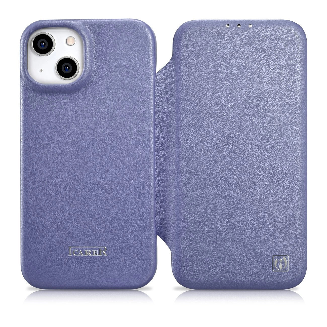 iCarer CE Premium Leather Folio Case iPhone 14 Plus Magnetic Flip Leather Folio Case MagSafe Light Purple (WMI14220715-LP)_0
