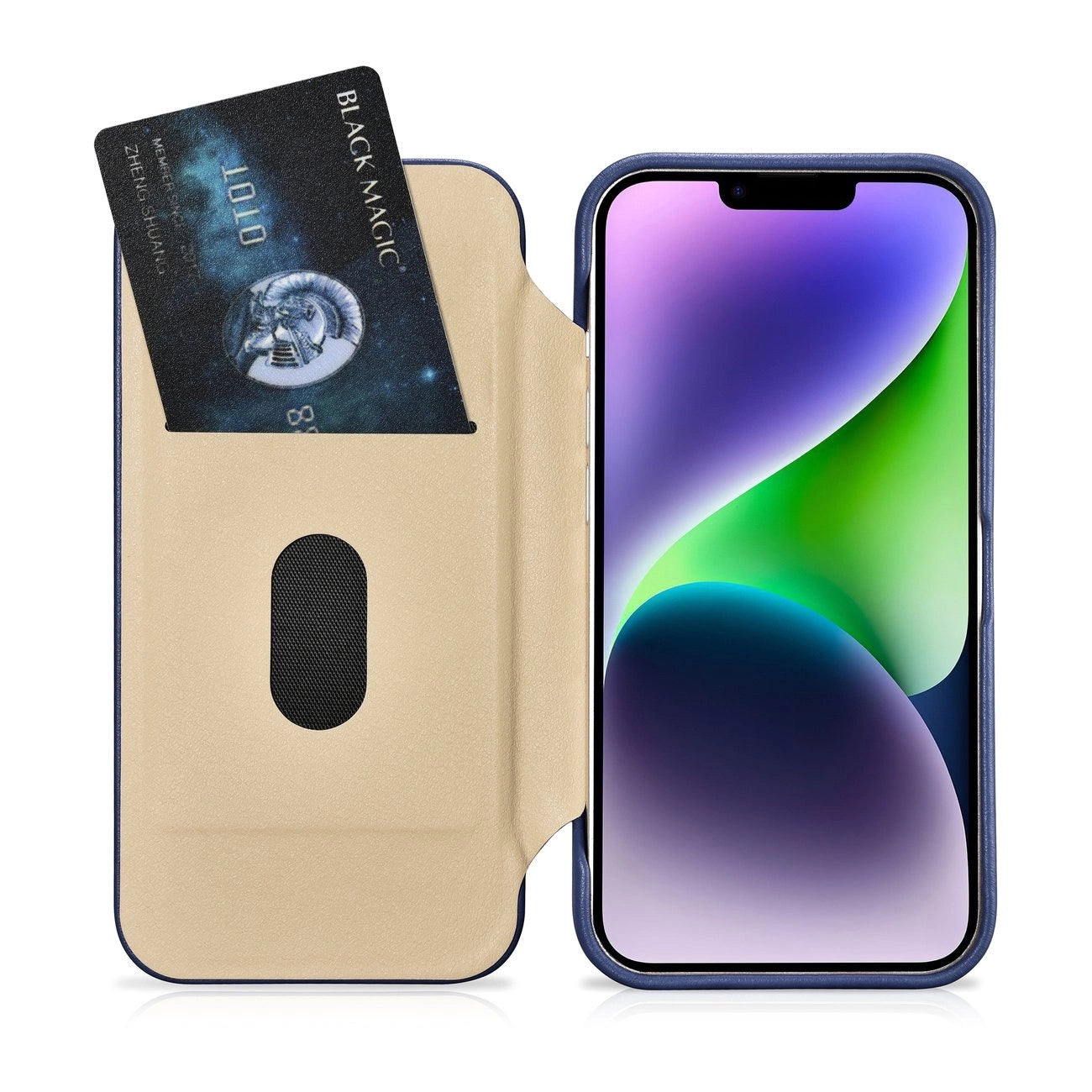 iCarer CE Premium Leather Folio Case iPhone 14 Plus Magnetic Flip Leather Folio Case MagSafe Blue (WMI14220715-BU)_19