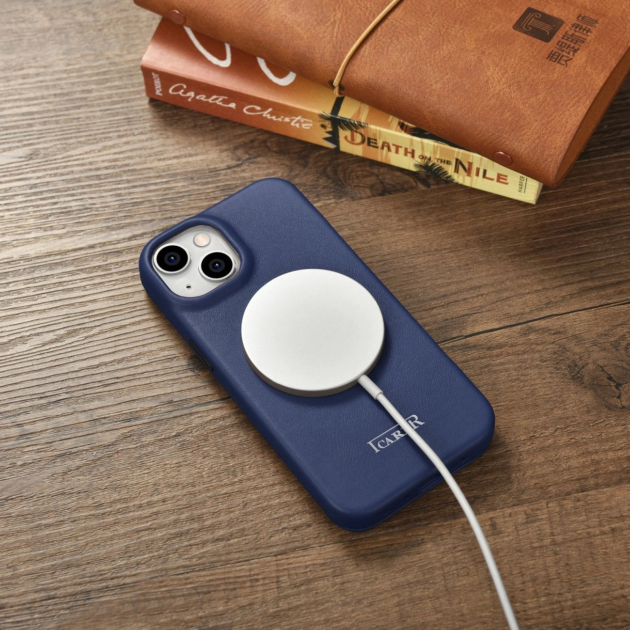 iCarer CE Premium Leather Folio Case iPhone 14 Plus Magnetic Flip Leather Folio Case MagSafe Blue (WMI14220715-BU)_21