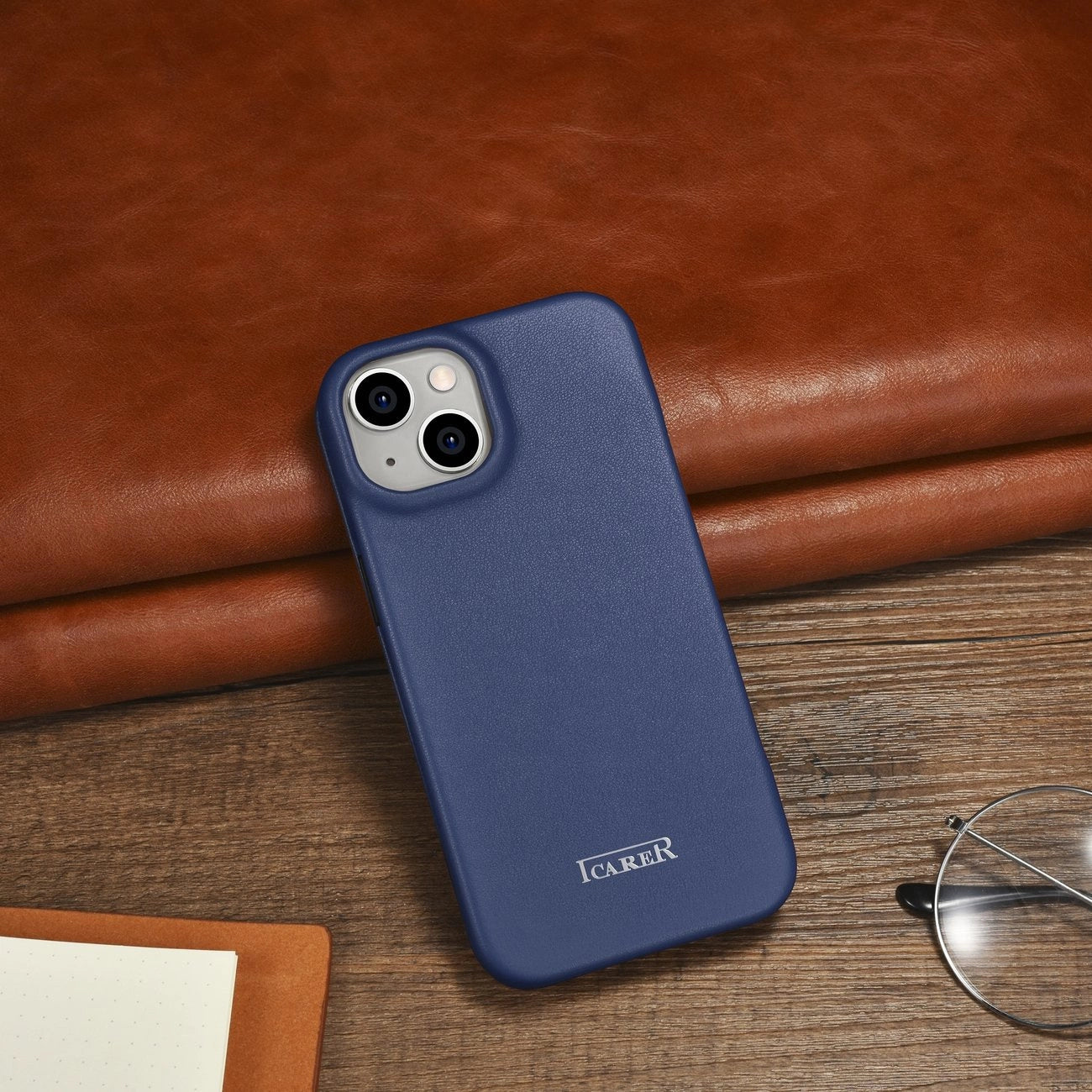 iCarer CE Premium Leather Folio Case iPhone 14 Plus Magnetic Flip Leather Folio Case MagSafe Blue (WMI14220715-BU)_22