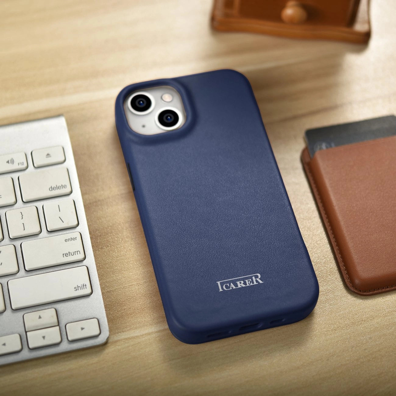 iCarer CE Premium Leather Folio Case iPhone 14 Plus Magnetic Flip Leather Folio Case MagSafe Blue (WMI14220715-BU)_24