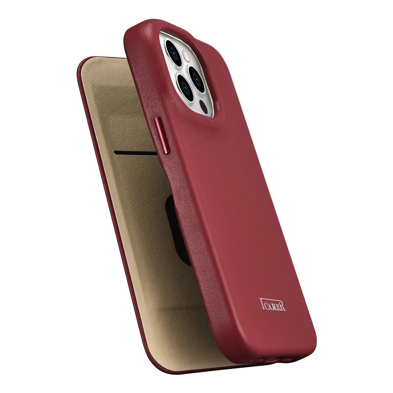 iCarer CE Premium Leather Folio Case iPhone 14 Pro Max Magnetic Flip Cover MagSafe Red (WMI14220716-RD)_9