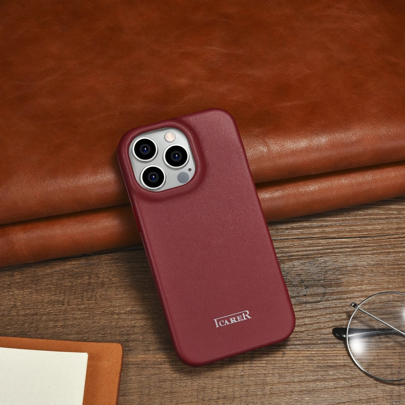 iCarer CE Premium Leather Folio Case iPhone 14 Pro Max Magnetic Flip Cover MagSafe Red (WMI14220716-RD)_22