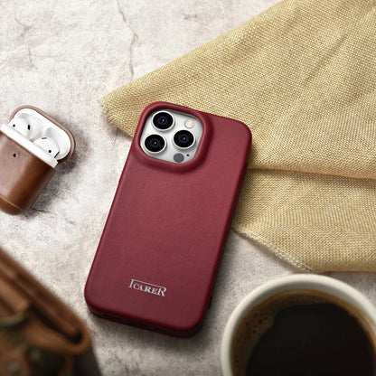 iCarer CE Premium Leather Folio Case iPhone 14 Pro Max Magnetic Flip Cover MagSafe Red (WMI14220716-RD)_23
