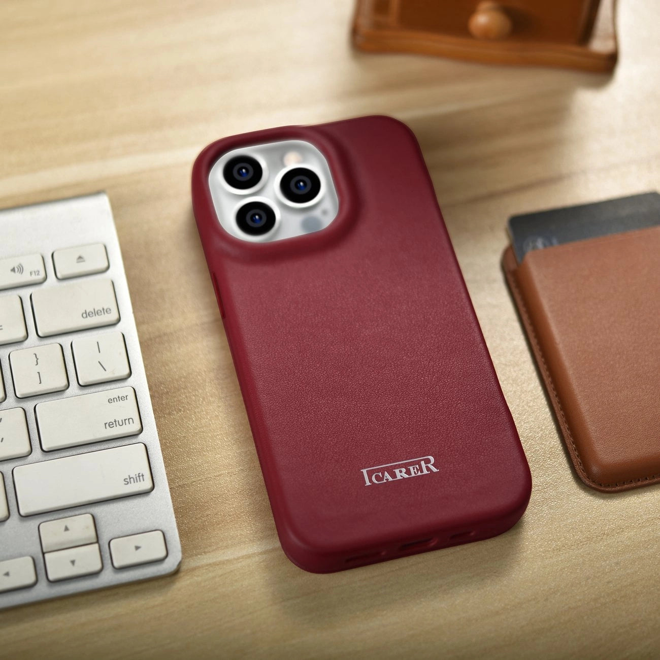 iCarer CE Premium Leather Folio Case iPhone 14 Pro Max Magnetic Flip Cover MagSafe Red (WMI14220716-RD)_24