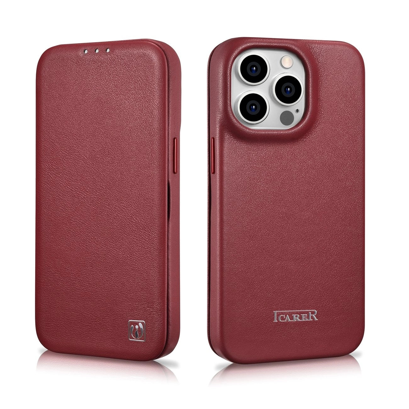 iCarer CE Premium Leather Folio Case iPhone 14 Pro Max Magnetic Flip Cover MagSafe Red (WMI14220716-RD)_26