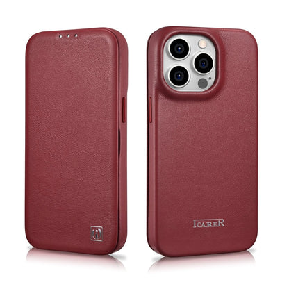 iCarer CE Premium Leather Folio Case iPhone 14 Pro Max Magnetic Flip Cover MagSafe Red (WMI14220716-RD)_26