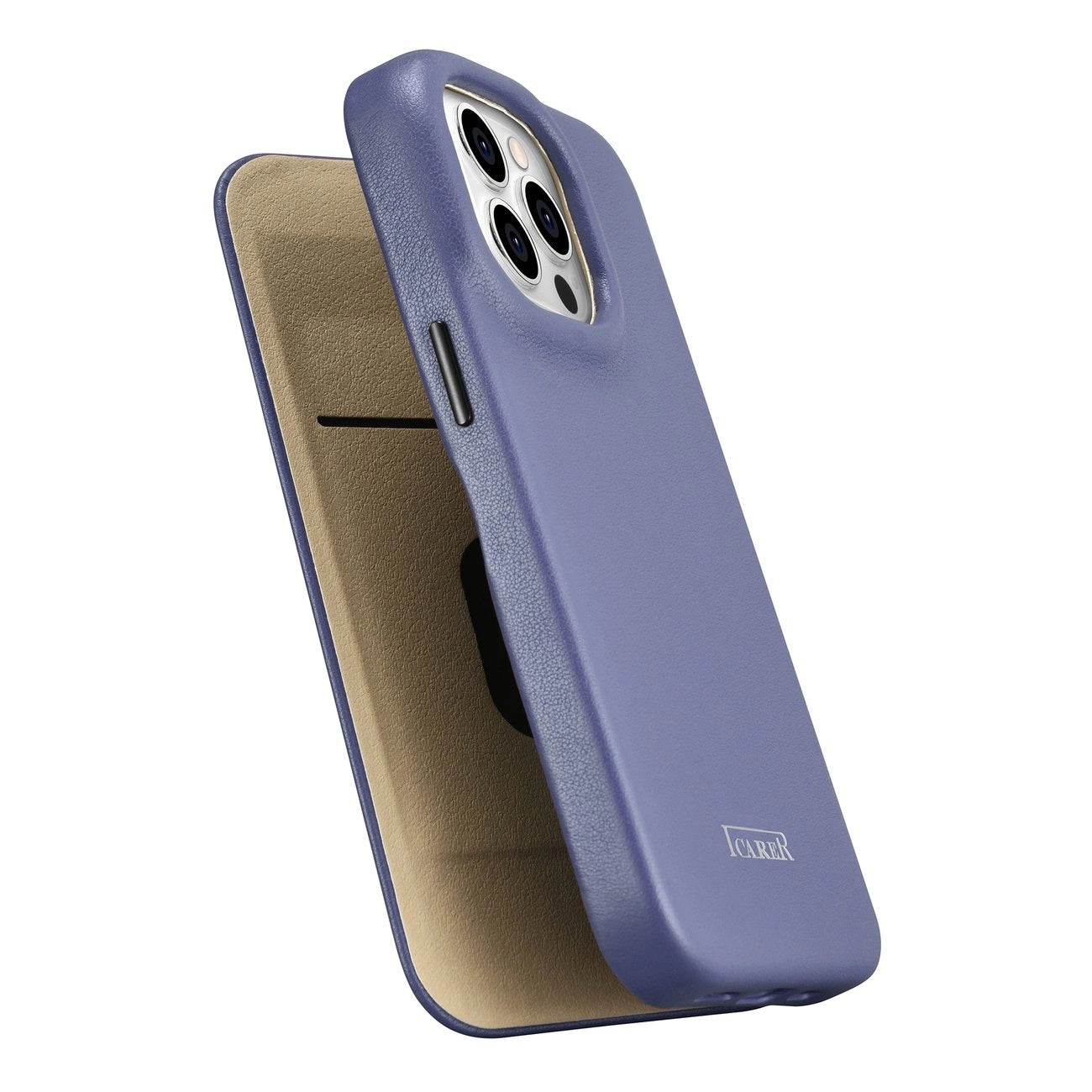 iCarer CE Premium Leather Folio Case iPhone 14 Pro Max Magnetic Flip Leather Folio Case MagSafe Light Purple (WMI14220716-LP)_8