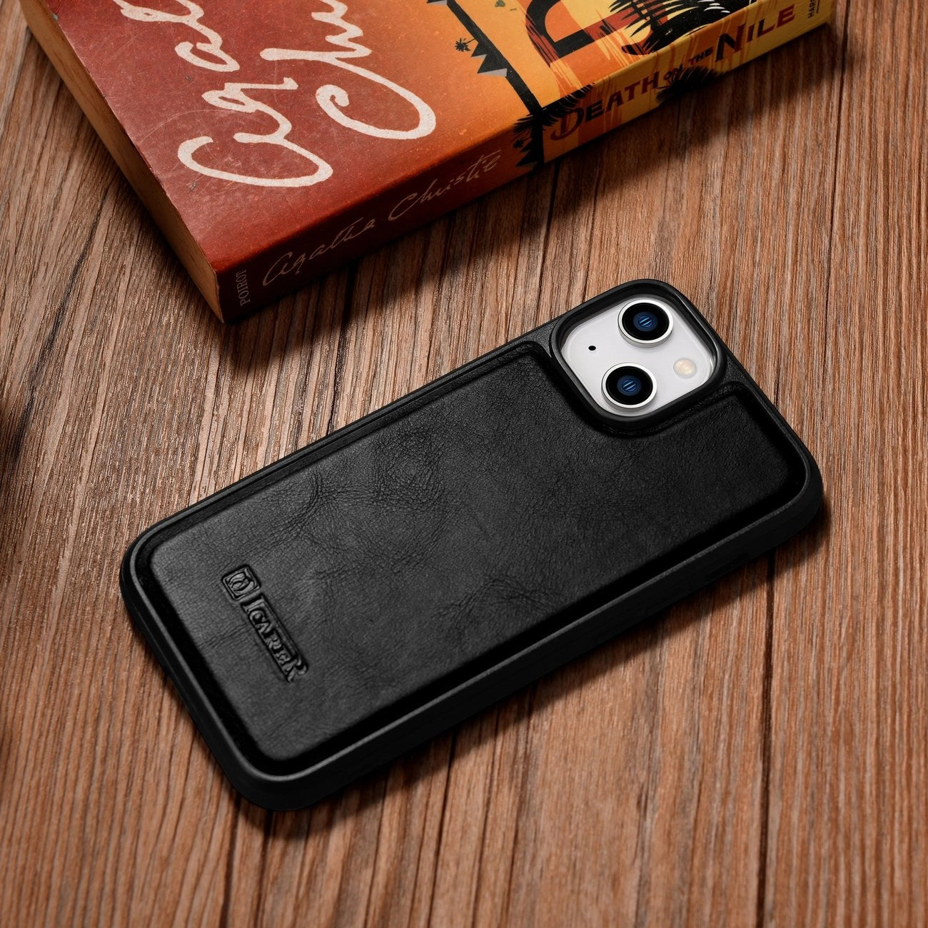 iCarer Leather Oil Wax case covered with natural leather for iPhone 14 Plus black (WMI14220719-BK)_10