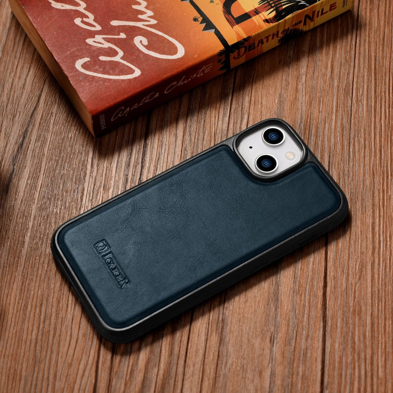 iCarer Leather Oil Wax case covered with natural leather for iPhone 14 Plus blue (WMI14220719-BU)_11