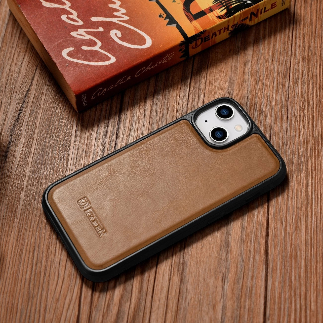 iCarer Leather Oil Wax case covered with natural leather for iPhone 14 Plus brown (WMI14220719-TN)_10