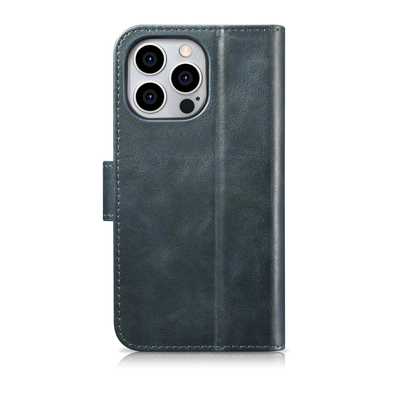 iCarer Oil Wax Wallet Case 2in1 Cover iPhone 14 Pro Anti-RFID Leather Flip Case Blue (WMI14220722-BU)_12