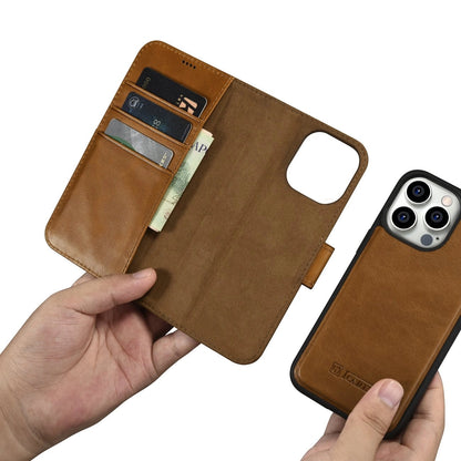 iCarer Oil Wax Wallet Case 2in1 Cover iPhone 14 Pro Anti-RFID Leather Flip Case Brown (WMI14220722-TN)_10