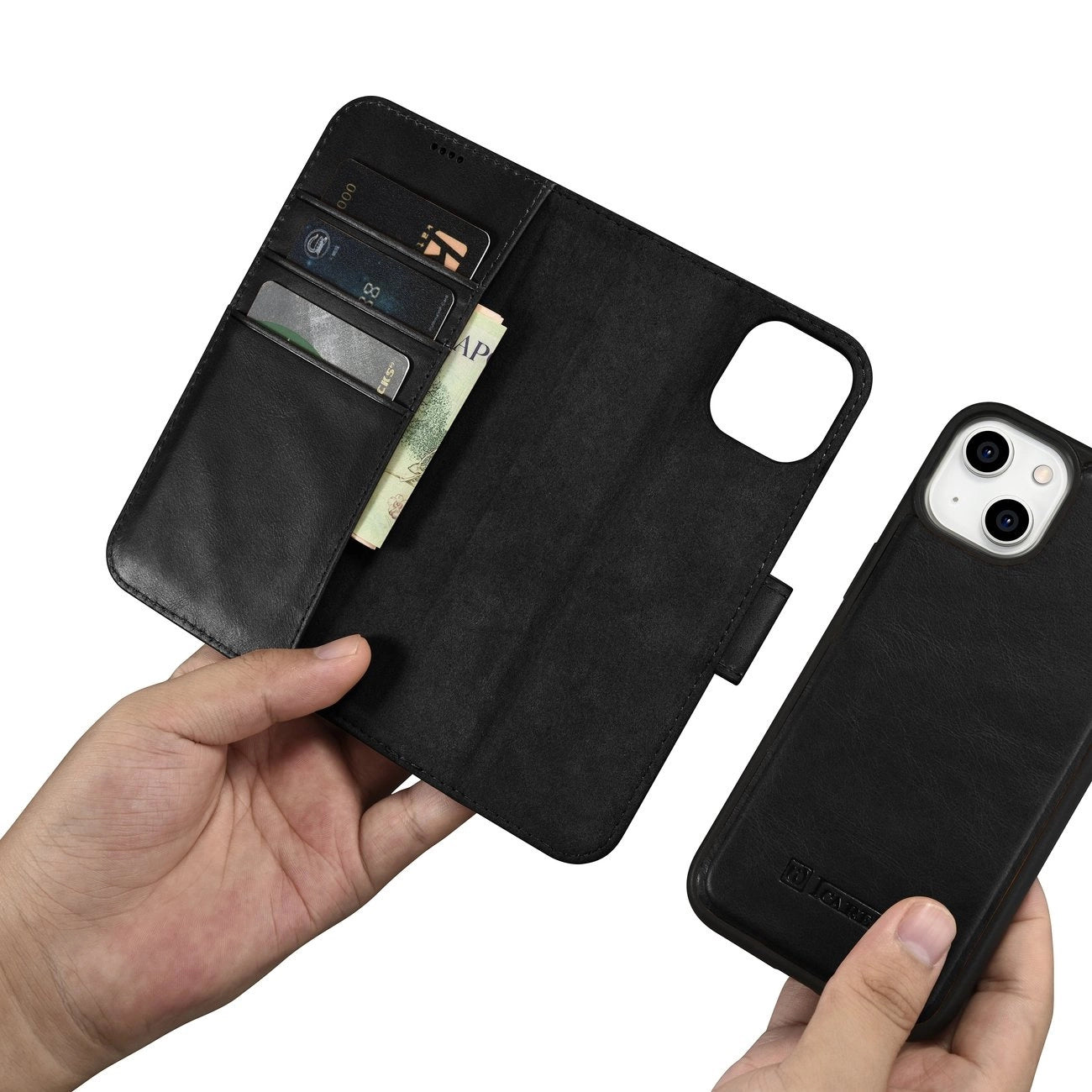 iCarer Oil Wax Wallet Case 2in1 Cover iPhone 14 Plus Anti-RFID Leather Flip Case Black (WMI14220723-BK)_11