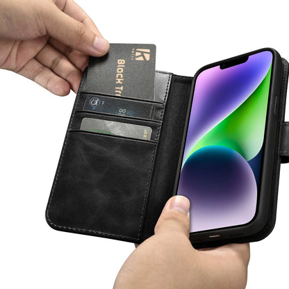 iCarer Oil Wax Wallet Case 2in1 Cover iPhone 14 Plus Anti-RFID Leather Flip Case Black (WMI14220723-BK)_12