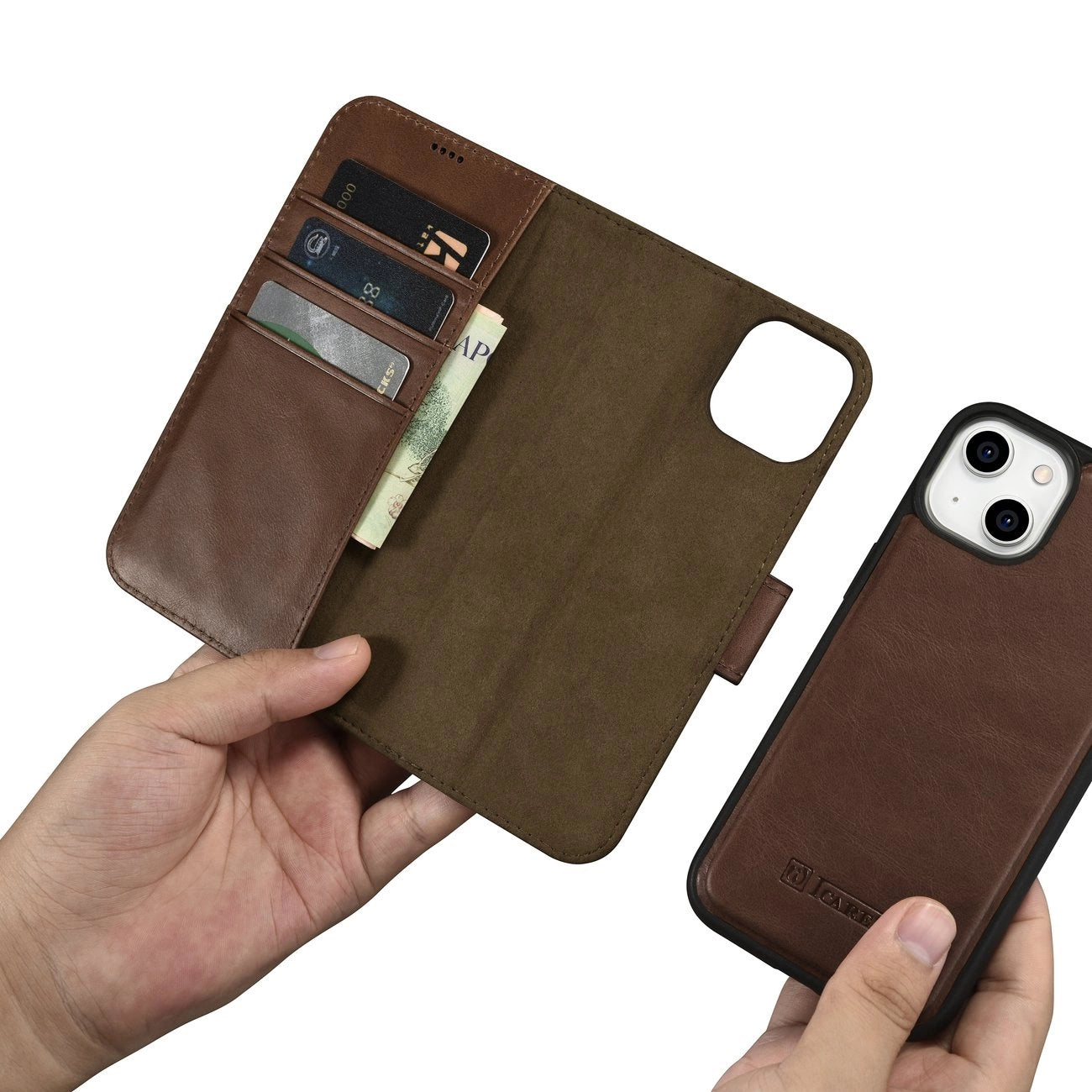 iCarer Oil Wax Wallet Case 2in1 Cover iPhone 14 Plus Anti-RFID Leather Flip Case Brown (WMI14220723-BN)_11