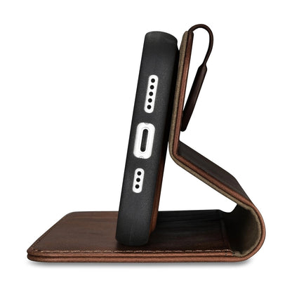 iCarer Oil Wax Wallet Case 2in1 Cover iPhone 14 Plus Anti-RFID Leather Flip Case Brown (WMI14220723-BN)_6