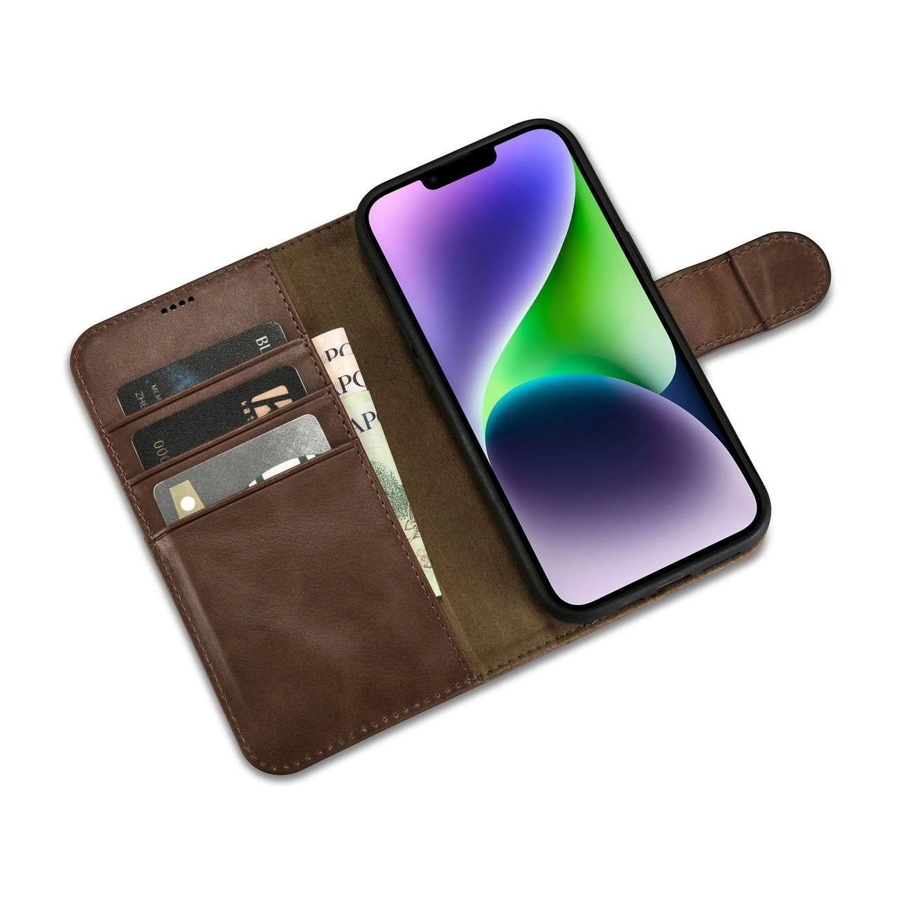 iCarer Oil Wax Wallet Case 2in1 Cover iPhone 14 Plus Anti-RFID Leather Flip Case Brown (WMI14220723-BN)_7