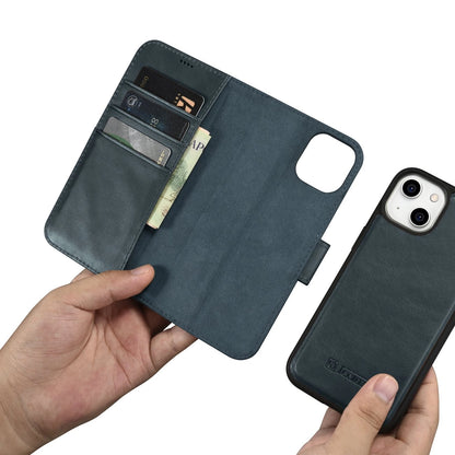 iCarer Oil Wax Wallet Case 2in1 Cover iPhone 14 Plus Anti-RFID Leather Flip Case Blue (WMI14220723-BU)_12