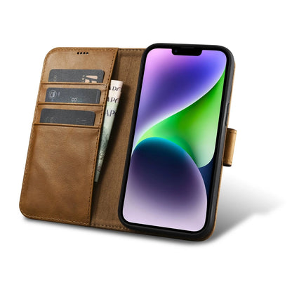iCarer Oil Wax Wallet Case 2in1 Cover iPhone 14 Plus Anti-RFID Leather Flip Case Brown (WMI14220723-TN)_1