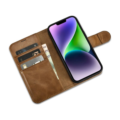 iCarer Oil Wax Wallet Case 2in1 Cover iPhone 14 Plus Anti-RFID Leather Flip Case Brown (WMI14220723-TN)_7