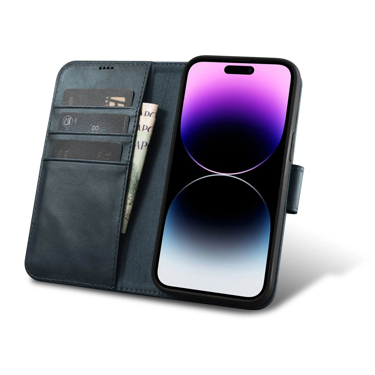 iCarer Oil Wax Wallet Case 2in1 Cover iPhone 14 Pro Max Leather Flip Cover Anti-RFID blue (WMI14220724-BU)_1