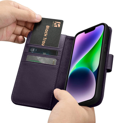 iCarer Wallet Case 2in1 Case iPhone 14 Leather Flip Cover Anti-RFID Dark Purple (WMI14220725-DP)_15