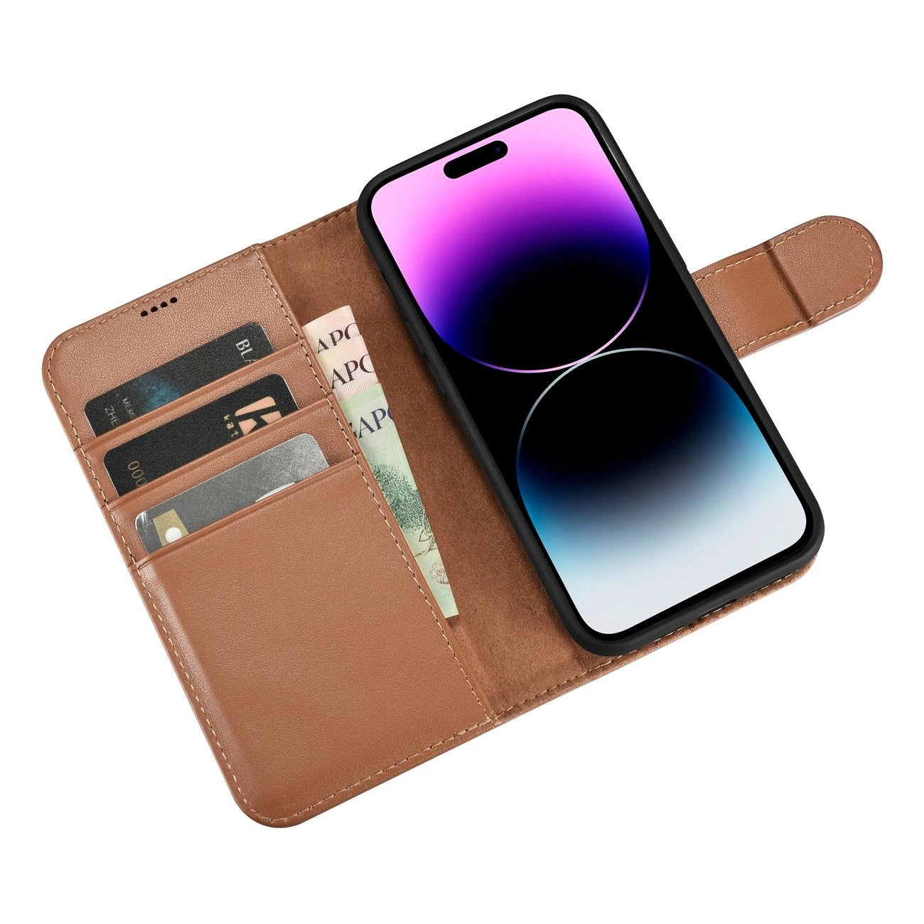 iCarer Wallet Case 2in1 iPhone 14 Pro Leather Flip Case Anti-RFID brown (WMI14220726-BN)_9