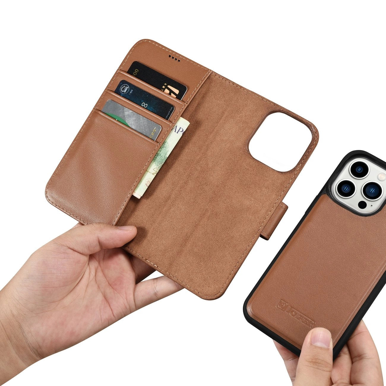 iCarer Wallet Case 2in1 iPhone 14 Pro Leather Flip Case Anti-RFID brown (WMI14220726-BN)_14