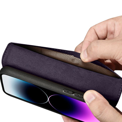 iCarer Wallet Case 2in1 Cover iPhone 14 Pro Anti-RFID Leather Flip Case Dark Purple (WMI14220726-DP)_9