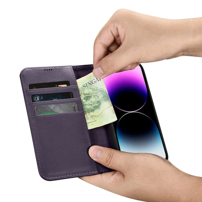 iCarer Wallet Case 2in1 Cover iPhone 14 Pro Anti-RFID Leather Flip Case Dark Purple (WMI14220726-DP)_10