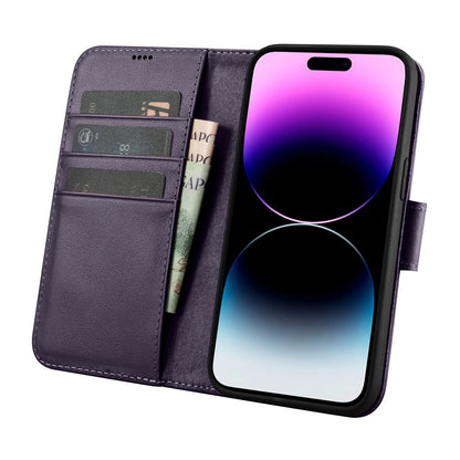 iCarer Wallet Case 2in1 Cover iPhone 14 Pro Anti-RFID Leather Flip Case Dark Purple (WMI14220726-DP)_2