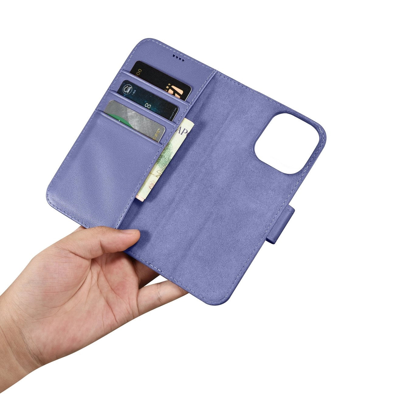 iCarer Wallet Case 2in1 Cover iPhone 14 Pro Anti-RFID Leather Flip Case Light Purple (WMI14220726-LP)_13