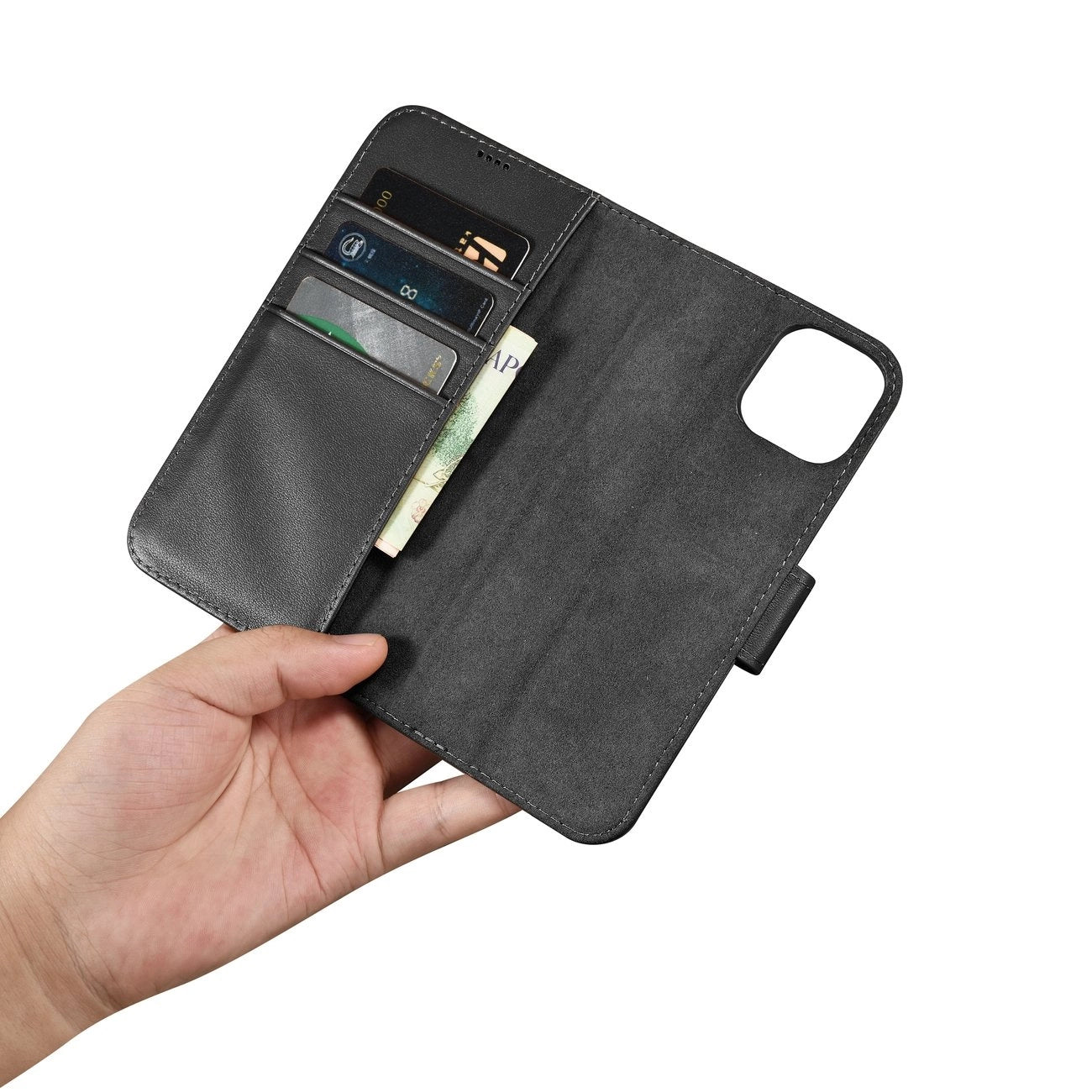 iCarer Wallet Case 2in1 Cover iPhone 14 Plus Anti-RFID Leather Flip Case Black (WMI14220727-BK)_13