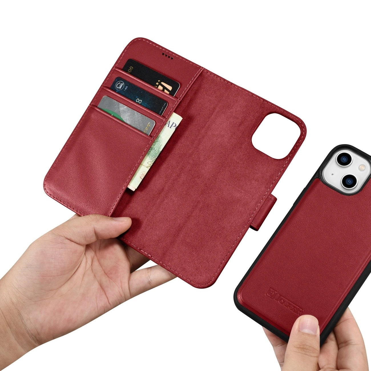 iCarer Wallet Case 2in1 Cover iPhone 14 Plus Anti-RFID Leather Flip Cover Red (WMI14220727-RD)_14